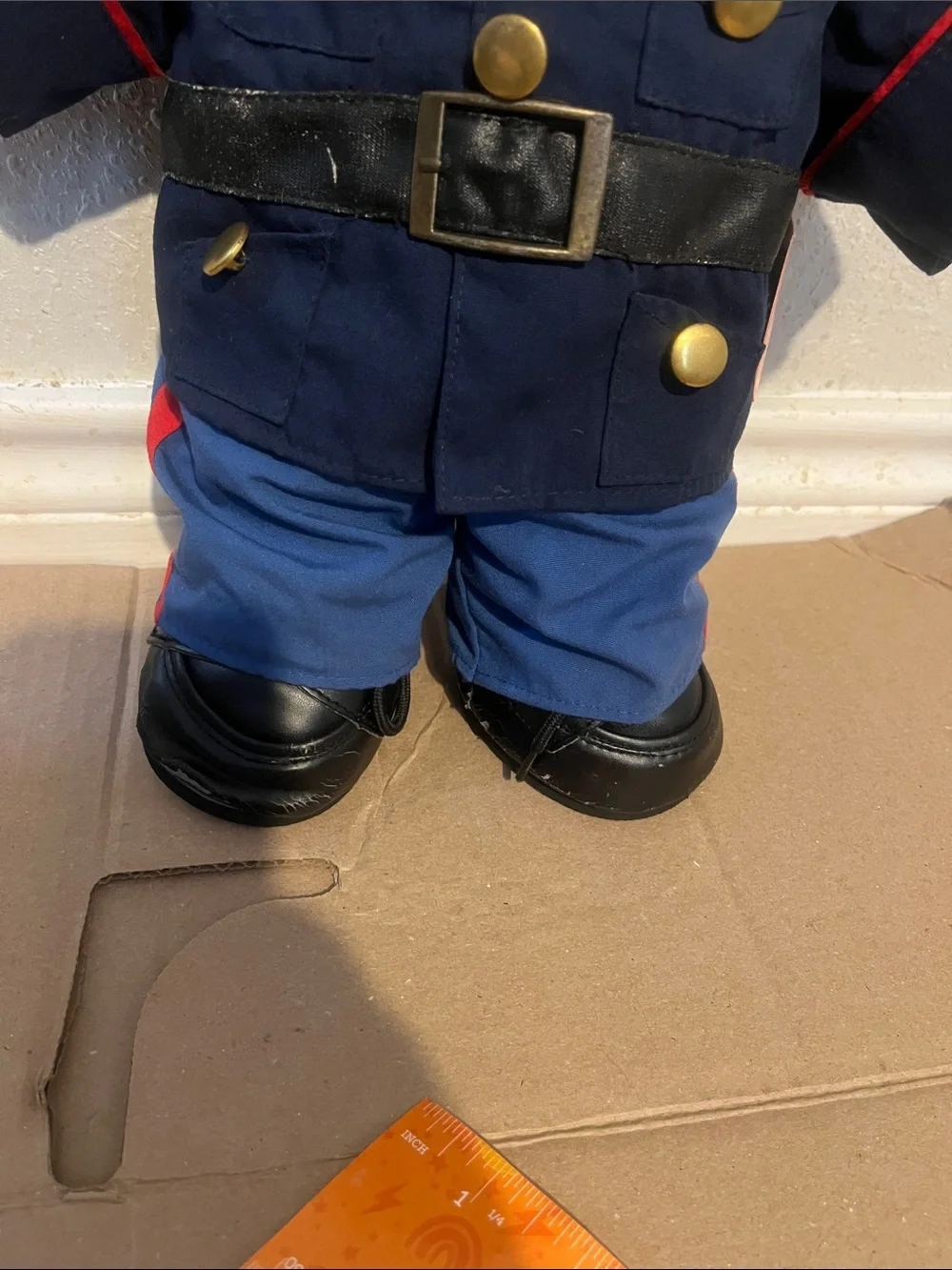 Brown Teddy Bear in Navy Blue USA Uniform - Kids Toy